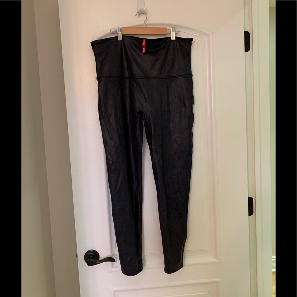Spanx Faux Leather Navy Leggings 2X